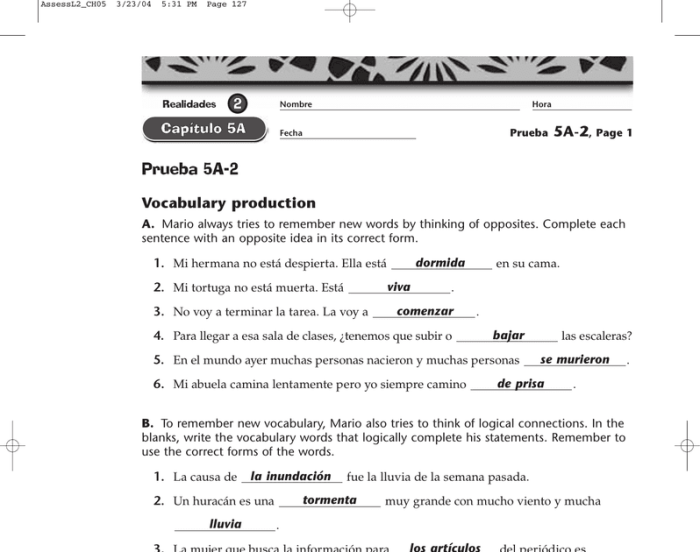 Answer key to realidades 1 workbook