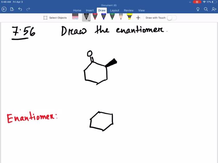 Draw the enantiomer of the following compound